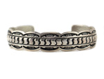 Tillie Jon - Navajo - Sterling Silver Bracelet with Stamped Design c. 1970s, size 7