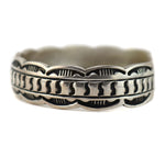 Tillie Jon - Navajo - Sterling Silver Bracelet with Stamped Design c. 1970s, size 7
