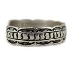 Tillie Jon - Navajo - Sterling Silver Bracelet with Stamped Design c. 1970s, size 7