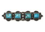 Navajo - Turquoise and Silver Pin with Stamped Design c. 1930-40s, 0.875" x 3.25"