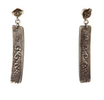 Hopi Crafts - Silver Overlay Post Earrings with Wave Design c. 1970-80s, 1.75" x 0.25"