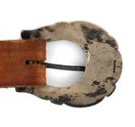 Harry Morgan (1946-2007) - Navajo - Silver and Leather Belt with Stamped Design c. 1970s, 32.5" - 37.25" size waist
