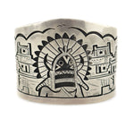Victor Coochwytewa (1922-2011) - Hopi - Silver Overlay Bracelet with Kachina Design c. 1980s, size 6.5