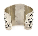 Victor Coochwytewa (1922-2011) - Hopi - Silver Overlay Bracelet with Kachina Design c. 1980s, size 6.5