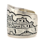 Victor Coochwytewa (1922-2011) - Hopi - Silver Overlay Bracelet with Kachina Design c. 1980s, size 6.5