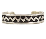 Darin Bill (1965-2003) - Navajo - Sterling Silver Overlay Bracelet with Zig-Zag Design c. 1990s, size 7
