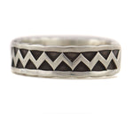 Darin Bill (1965-2003) - Navajo - Sterling Silver Overlay Bracelet with Zig-Zag Design c. 1990s, size 7
