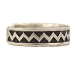 Darin Bill (1965-2003) - Navajo - Sterling Silver Overlay Bracelet with Zig-Zag Design c. 1990s, size 7