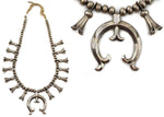Attributed to Eva Ellie Chai - Zuni - Silver Squash Blossom Necklace with 1960s Sandcast Naja c. 1910-20s, 30" length