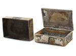 Pair of Navajo Silver Boxes with Stamped Design c. 1930-40s