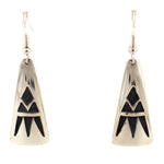Anderson Koinva (b. 1956) - Hopi - Sterling Silver Overlay French Hook Earrings with Snow Cloud Design, 2" x 0.625"