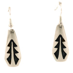 Anderson Koinva (b. 1956) - Hopi - Sterling Silver Overlay French Hook Earrings with Prayer Stick Design, 1.875" x 0.5"