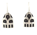 Anderson Koinva (b. 1956) - Hopi - Sterling Silver Overlay French Hook Earrings with Rain Cloud Design, 1.75" x 0.75"