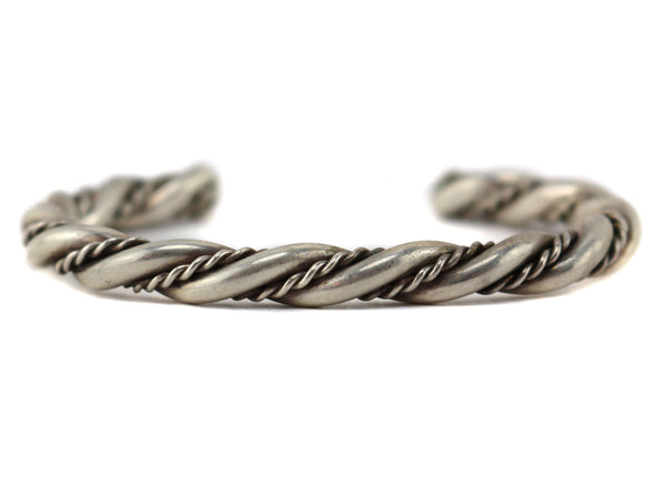 Navajo - Silver Bracelet with Rope Design c. 1940-50s, size 6