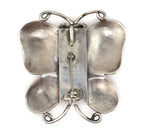 Navajo - Turquoise and Silver Butterfly Pin/Pendant with Stamped Design c. 1930-40s, 2.25" x 2.125"