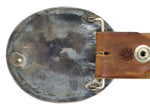 Atkinson Trading Company - Navajo - Turquoise, Coral, Bear Claw, and Silver Belt Buckle with Floral Design and Leather Belt with Hand-Stamped Woodlands Pictorial Scene c. 1970s, 37.5" - 43" size waist