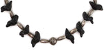 Pueblo - Stone Bird Fetish and Silver Beaded Necklace c. 1940s, 25" length