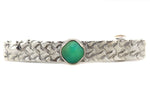 Marco Patania - Turquoise and Sterling Silver Hair Barrette with Stamped Design, 0.5" x 3.125"
