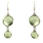 Marco Patania - Vaseline Glass and Sterling Silver French Hook Earrings, 2.125" x 0.625"