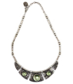 Marco Patania - Vaseline Glass and Sterling Silver Necklace with Stamped Design, 18" length
