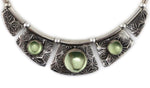 Marco Patania - Vaseline Glass and Sterling Silver Necklace with Stamped Design, 18" length