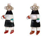 Leo Poblano (1905-1959) - Zuni - Pair of Multi-Stone Inlay Mudhead Kachinas c. 1920-30s, 1.125" x 0.5" (each)