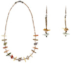Zuni - Multi-Stone and Heishi Bird Fetish Necklace and French Hook Earrings Set c. 1960-70s