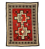 Navajo Ganado Rug with Crosses c. 1920s, 90" x 63.5"