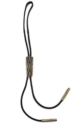Dan A. Jackson (1944-2022) - Navajo - Silver Overlay and Leather Bolo Tie c. 1970-80s, 3.5" x 1.25" bolo