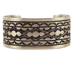 Randall Endito "Randy" (1960-2020) - Navajo - Sterling Silver Bracelet with Stamped Design c. 1980s, size 7.25