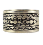 Randall Endito "Randy" (1960-2020) - Navajo - Sterling Silver Bracelet with Stamped Design c. 1980s, size 7.25