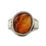 Southwest-Style - Fire Opal and Sterling Silver Ring c. 1960s, size 7.75
