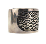 Ferron Joseyesva - Hopi - Sterling Silver Overlay Bracelet with Sunface Kachina Design c. 2000s, size 6.875