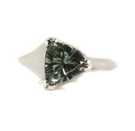 Sam Patania - "Brilliant Trillion Ring" Green Amethyst and Sterling Silver Ring, size 6.5