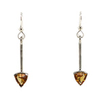 Sam Patania - "Brilliant Trillion Earrings" Citrine and Sterling Silver French Hook Earrings, 1.875" x 0.375"
