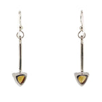 Sam Patania - "Brilliant Trillion Earrings" Citrine and Sterling Silver French Hook Earrings, 1.875" x 0.375"