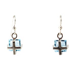 Sam Patania - "Dream Square Earrings" Sky Blue Topaz and Sterling Silver French Hook Earrings, 1.25" x 0.5"