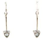 Sam Patania - "Brilliant Trillion Earrings" Green Amethyst and Sterling Silver French Hook Earrings, 1.875" x 0.375"