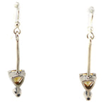 Sam Patania - "Brilliant Trillion Earrings" Citrine and Sterling Silver French Hook Earrings, 2" x 0.25"