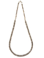 Navajo - Silver Beaded Necklace c. 1950-60s, 32" length