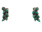 Zuni - Turquoise Petit Point and Silver Post Earrings c. 1930-40s, 0.75" x 0.5"