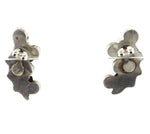 Zuni - Turquoise, Coral, and Silver Post Earrings with Leaf Design c. 1950-60s, 1" x 0.5"