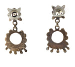 Zuni - Turquoise Needlepoint and Silver Dangle Design Post Earrings c. 1930-40s, 1.75" x 0.875"