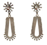 Dishta Family - Zuni - Turquoise Needlepoint and Silver Dangle Design Post Earrings c. 1950s, 2.25" x 0.75"