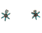 Zuni - Turquoise Needle Point and Silver Necklace and Post Earrings Set c. 1950s