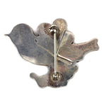 Zuni - Multi-Stone Channel Inlay and Silver Bird Pin c. 1940-50s, 1.375" x 1.875"