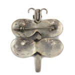 Attributed to Tom and Grace Yazzie - Navajo - Turquoise and Silver Dragonfly Pin with Stamped Design c. 1930s, 2.375" x 1.875"