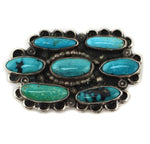Navajo - Turquoise Cluster and Silver Pin c. 1930s, 1.25" x 2"