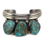 Sophia Becenti - Navajo - Turquoise and Silver Row Bracelet c. 1980s, size 6.5