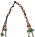 Navajo - 2-Strand Turquoise Nugget, Heishi, and Silver Beaded Necklace c. 1960s, 24" length